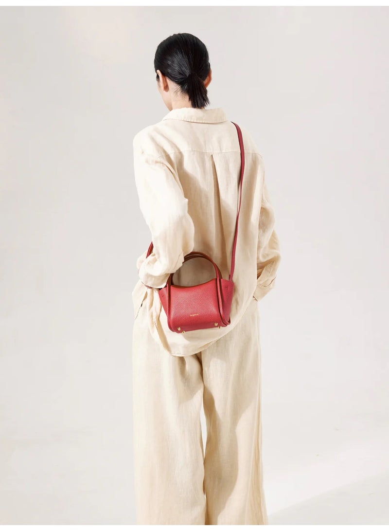 Songmont Yuanbao bag mini vegetable basket designer hand-held crossbody mini small mobile phone bag-Lucky red  - Image 2
