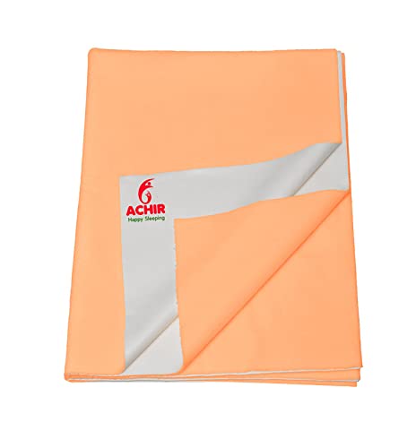 ACHIR Waterproof Cotton Dry Sheet/Bed Protector/Absorbent Mat Small, 50 cm x 70 cm, Orange - Image 1