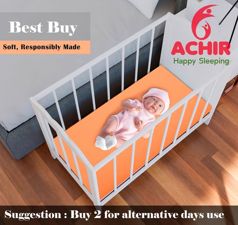ACHIR Waterproof Cotton Dry Sheet/Bed Protector/Absorbent Mat Small, 50 cm x 70 cm, Orange - Image 3