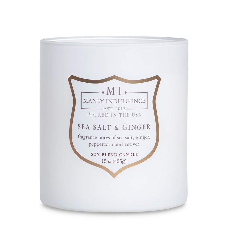 Manly Indulgence Sea Salt & Ginger Scented Candles for Men, 15 oz Wooden Wick, Premium Soy Blend Wax, 60H Burn, Candles for Home Scented - Made in The USA - Image 5