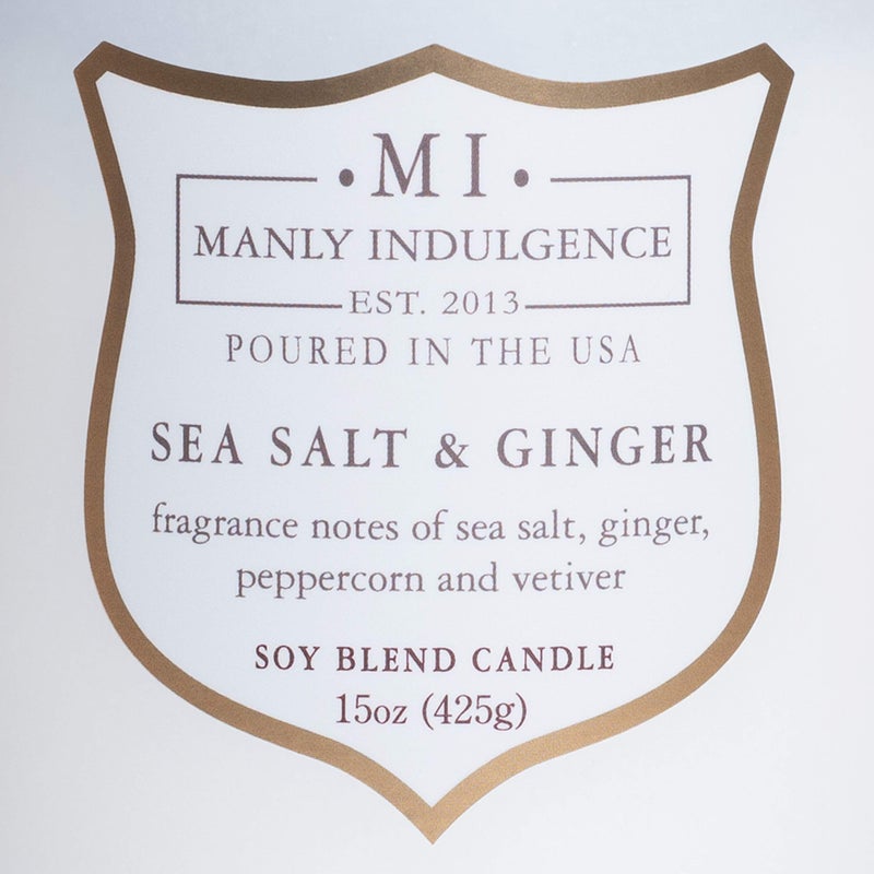 Manly Indulgence Sea Salt & Ginger Scented Candles for Men, 15 oz Wooden Wick, Premium Soy Blend Wax, 60H Burn, Candles for Home Scented - Made in The USA - Image 4