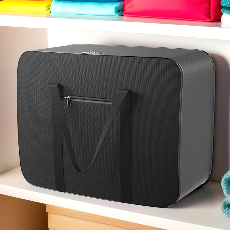 Kuber Industries Nylon 72L Large King Size Underbed Storage Box Blanket Storage BagsCover Double Bed Storage Containers Storage Bag for Clothes Documents Books Toys Black - Image 2