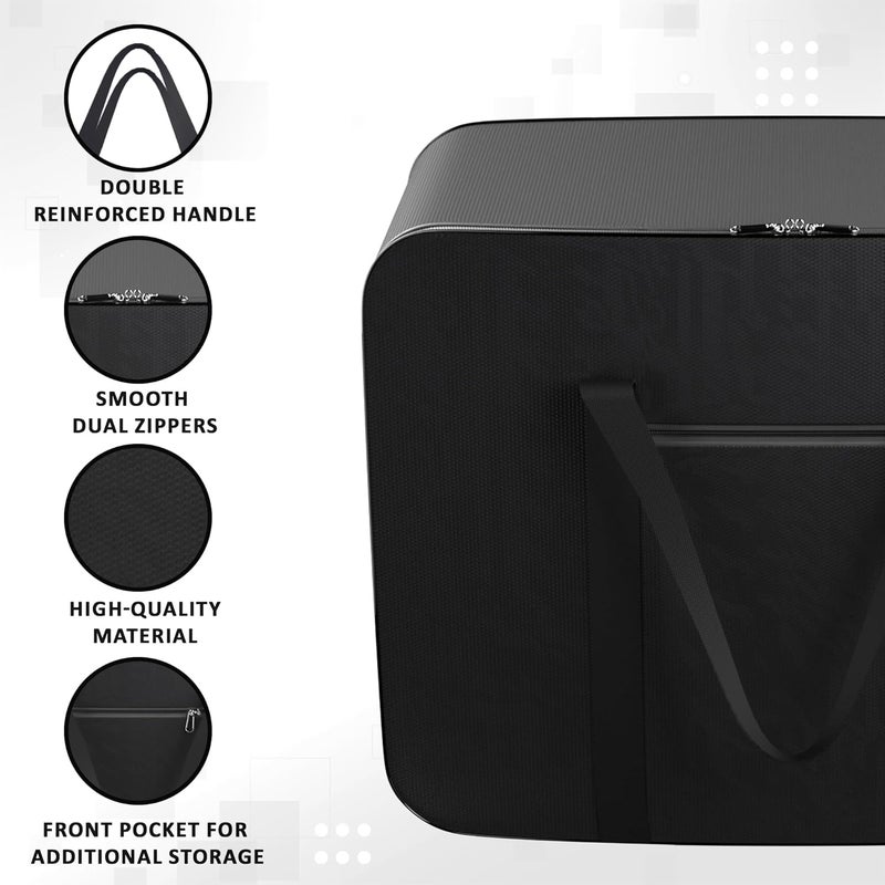 Kuber Industries Nylon 72L Large King Size Underbed Storage Box Blanket Storage BagsCover Double Bed Storage Containers Storage Bag for Clothes Documents Books Toys Black - Image 4