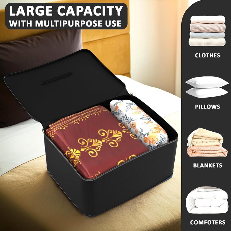 Kuber Industries Nylon 72L Large King Size Underbed Storage Box Blanket Storage BagsCover Double Bed Storage Containers Storage Bag for Clothes Documents Books Toys Black - Image 5