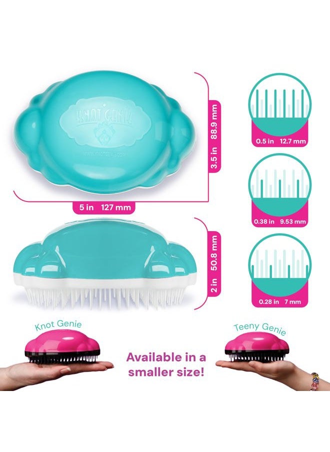 knot Genie - Detangling Hair Brush for Kids (Aquamarine Dream) | Original Full Size | Perfect for Curly Hair, Gently Separate Tangles, Leaves Hair Smooth & Shiny | The Pain Free Knot Detangler - Image 1