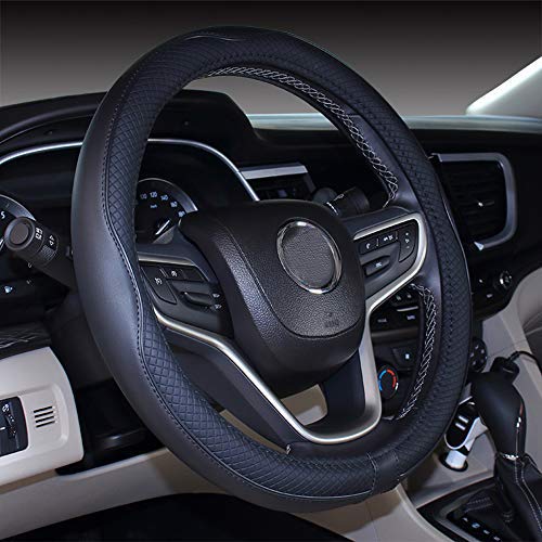 Mayco Bell Small Size Steering Wheel Cover Anti-Slip,Safety,Soft,Breathable,Durable,Full Surround,Comfortable Grip Microfiber Leather (14-14.25 inch,Black) - Image 4