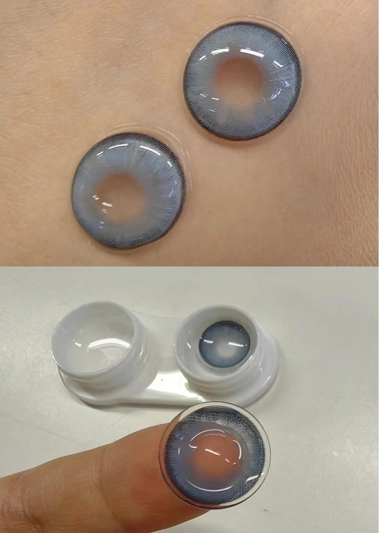 عين كي اس اس عدسات لاصقة تجميلية سنوية للجنسين بلون أزرق بوسطن، مجموعة تكبير مع علبة - Image 2