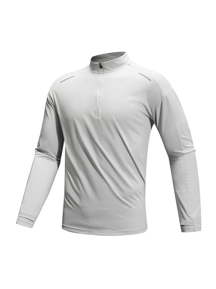 Outdoor Sports T-Shirt Long-Sleeved Summer Lightweight Breathable Moisture-Absorbing Fitness Sunscreen Top Antibacterial Semi-High Collar Quick-Drying Clothes - Image 1