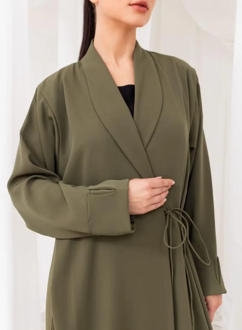 Nikias Nikias Elegant Collar Abaya With knot