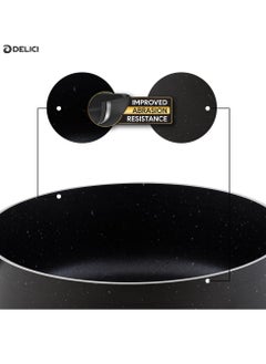 DELICI Dum Biriyani Pot 30CM Hammertone, Superior Aluminium Body, Non-Stick Granite Gray Coating, Tempered Glass Lid, Dishwasher Safe, PFOA Free, Eco-Friendly, Multipurpose Cooktop  - Image 3