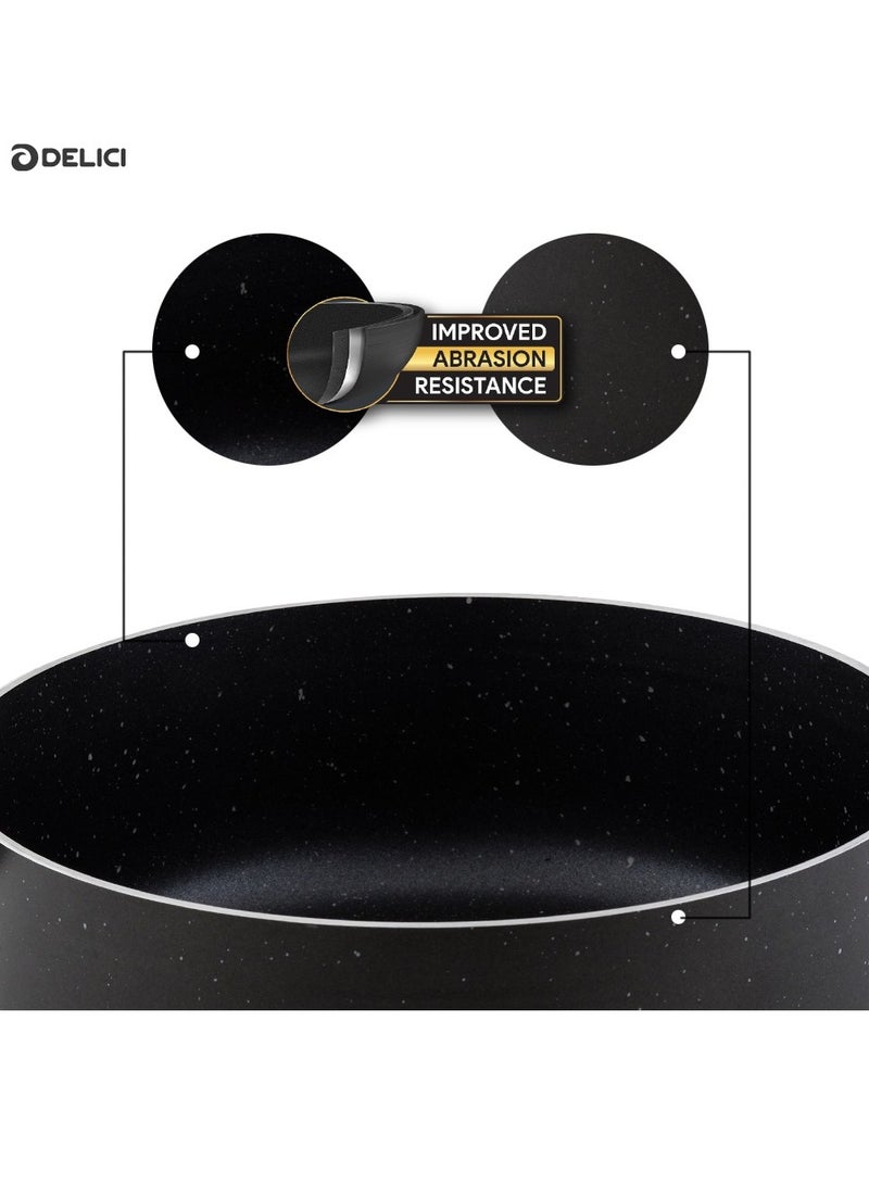 Dum Biriyani Pot 30CM Hammertone, Superior Aluminium Body, Non-Stick Granite Gray Coating, Tempered Glass Lid, Dishwasher Safe, PFOA Free, Eco-Friendly, Multipurpose Cooktop