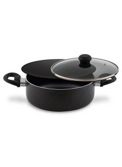DELICI Dum Biriyani Pot 30CM Hammertone, Superior Aluminium Body, Non-Stick Granite Gray Coating, Tempered Glass Lid, Dishwasher Safe, PFOA Free, Eco-Friendly, Multipurpose Cooktop  - Image 1