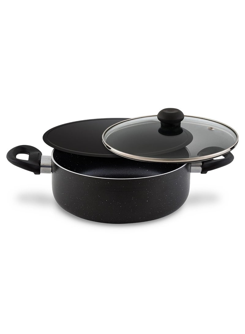 Dum Biriyani Pot 30CM Hammertone, Superior Aluminium Body, Non-Stick Granite Gray Coating, Tempered Glass Lid, Dishwasher Safe, PFOA Free, Eco-Friendly, Multipurpose Cooktop