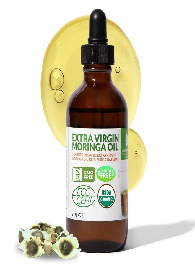 green virgin products Organic Moringa Oil, Cold Pressed, Extra Virgin, 100% Pure, Food Grade (1 Fl Oz) - Image 1