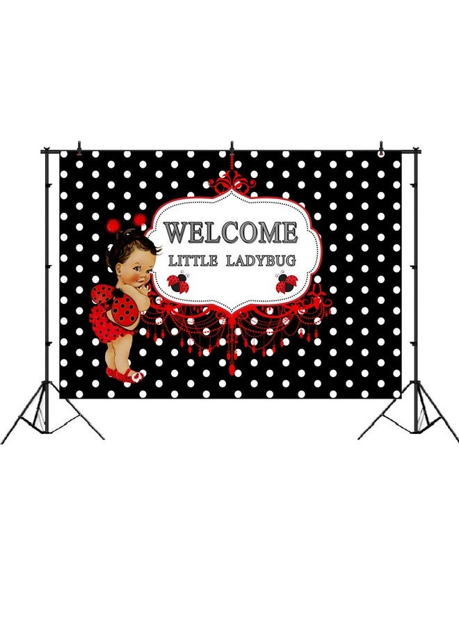 LoveInM Ladybug Girl Baby Shower Backdrop Welcome Our Little Ladybug Baby Shower Photography Background For Girl Princesses Baby Shower Party 7X5Ft - Image 3