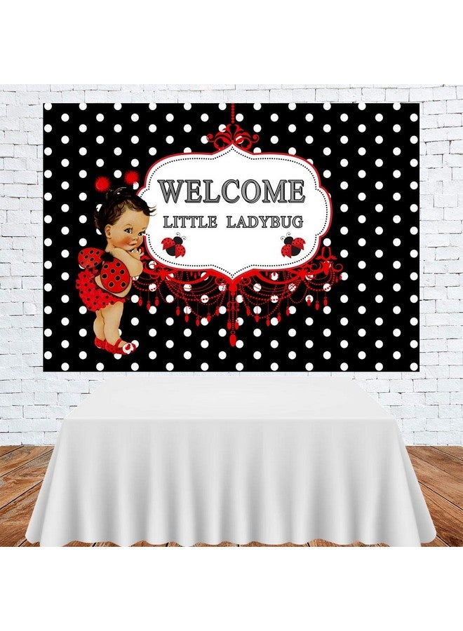 LoveInM Ladybug Girl Baby Shower Backdrop Welcome Our Little Ladybug Baby Shower Photography Background For Girl Princesses Baby Shower Party 7X5Ft - Image 4