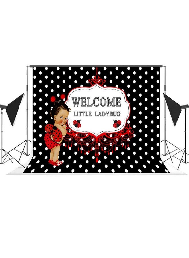 LoveInM Ladybug Girl Baby Shower Backdrop Welcome Our Little Ladybug Baby Shower Photography Background For Girl Princesses Baby Shower Party 7X5Ft - Image 5