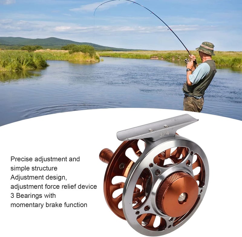 klarako Fly Fishing Reel, 3/4 Weight CNC Machined Aluminum Alloy Body Fly Reel, 1:1 Gear Ratio 3 Bearings Sealed Fishing Reel with Momentary Braking Function for Freshwater Saltwater - Image 3
