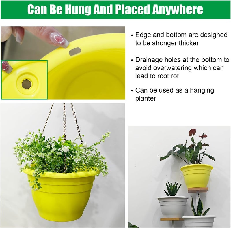 RooTrimmer Plant Pot Set of 5, 10" Outside Diameter Flower Pots, 8.5" Inner Diameter Plant Planters with Drainage Hole, Durable Garden Pots Perfect for Indoor & Outdoor Plant Planting, Decor, Yellow - Image 2
