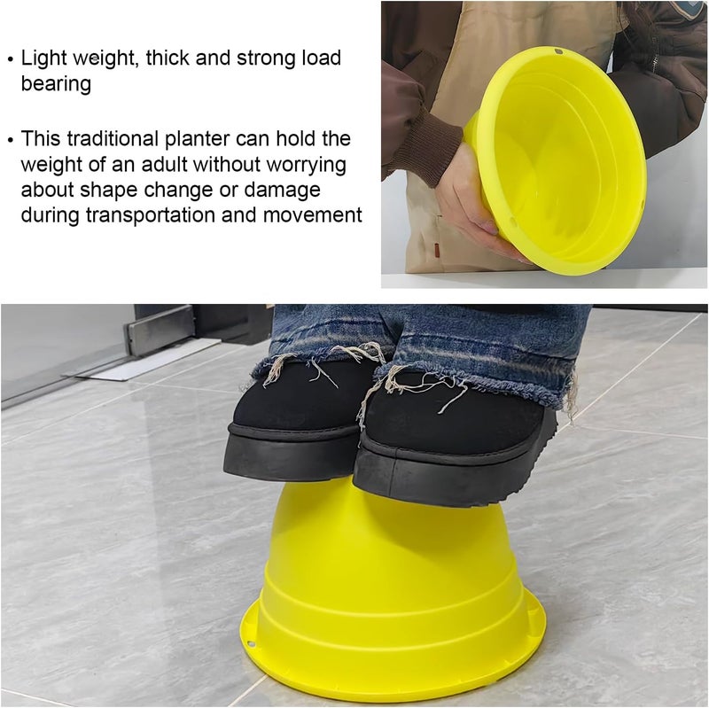 RooTrimmer Plant Pot Set of 5, 10" Outside Diameter Flower Pots, 8.5" Inner Diameter Plant Planters with Drainage Hole, Durable Garden Pots Perfect for Indoor & Outdoor Plant Planting, Decor, Yellow - Image 4