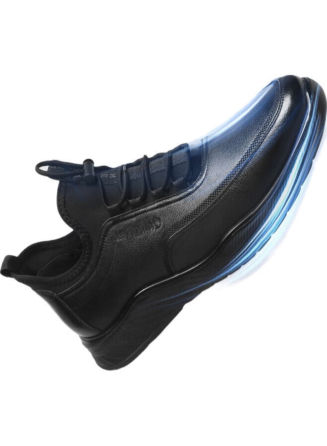 Strongman Men'S Casual Shoes In Top Layer Cowhide Plus Size Breathable Single Shoes Comfortable All-Match Daily Sports Extra Large Size Casual Men'S Shoes Jd73097 Black Size 46 - Image 1