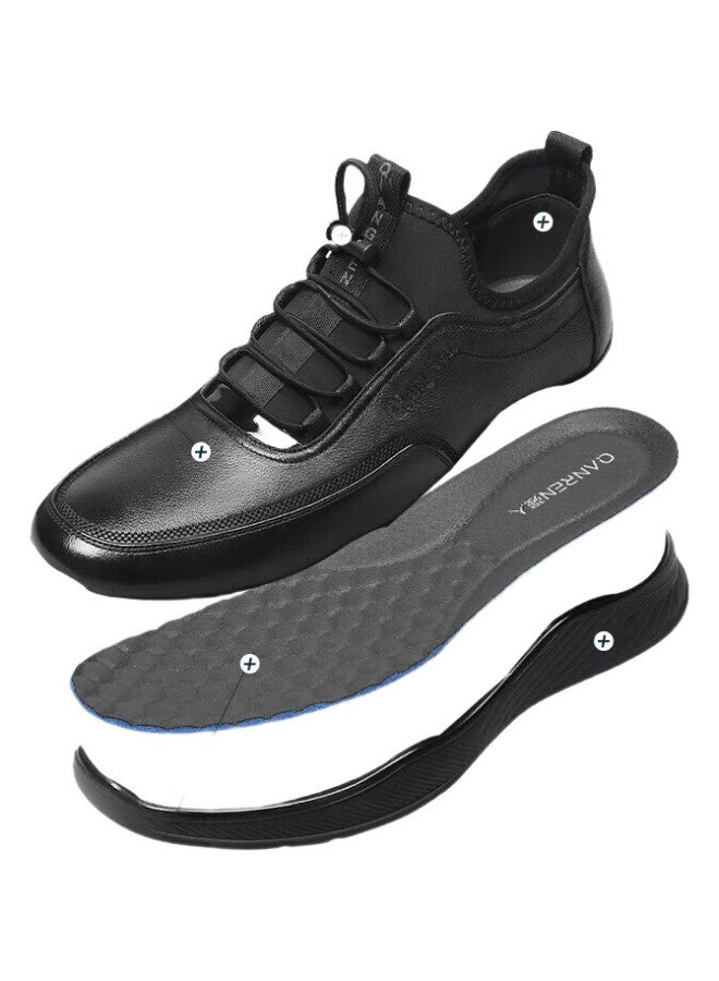 Strongman Men'S Casual Shoes In Top Layer Cowhide Plus Size Breathable Single Shoes Comfortable All-Match Daily Sports Extra Large Size Casual Men'S Shoes Jd73097 Black Size 46 - Image 3