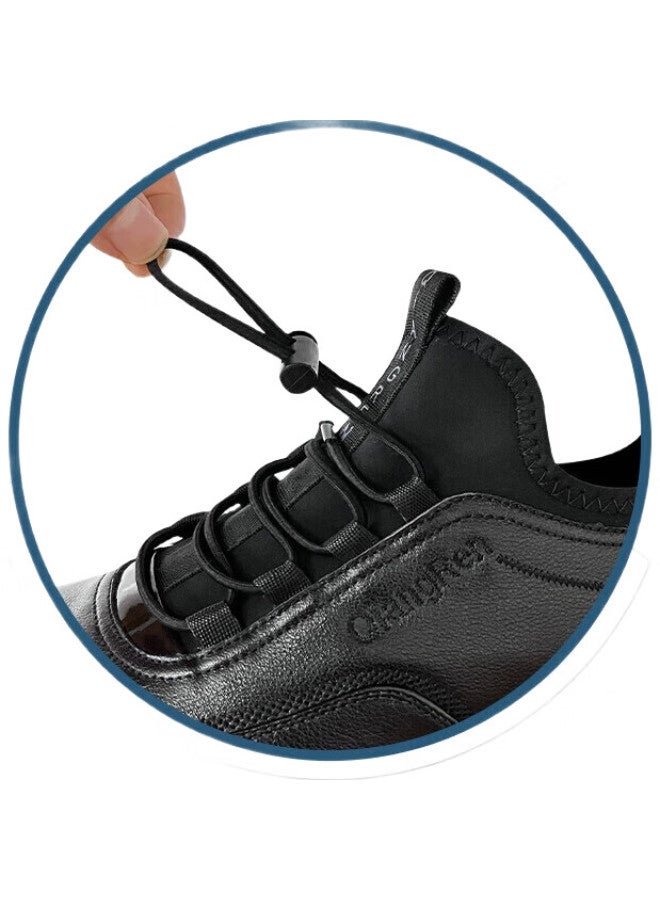 Strongman Men'S Casual Shoes In Top Layer Cowhide Plus Size Breathable Single Shoes Comfortable All-Match Daily Sports Extra Large Size Casual Men'S Shoes Jd73097 Black Size 46 - Image 2