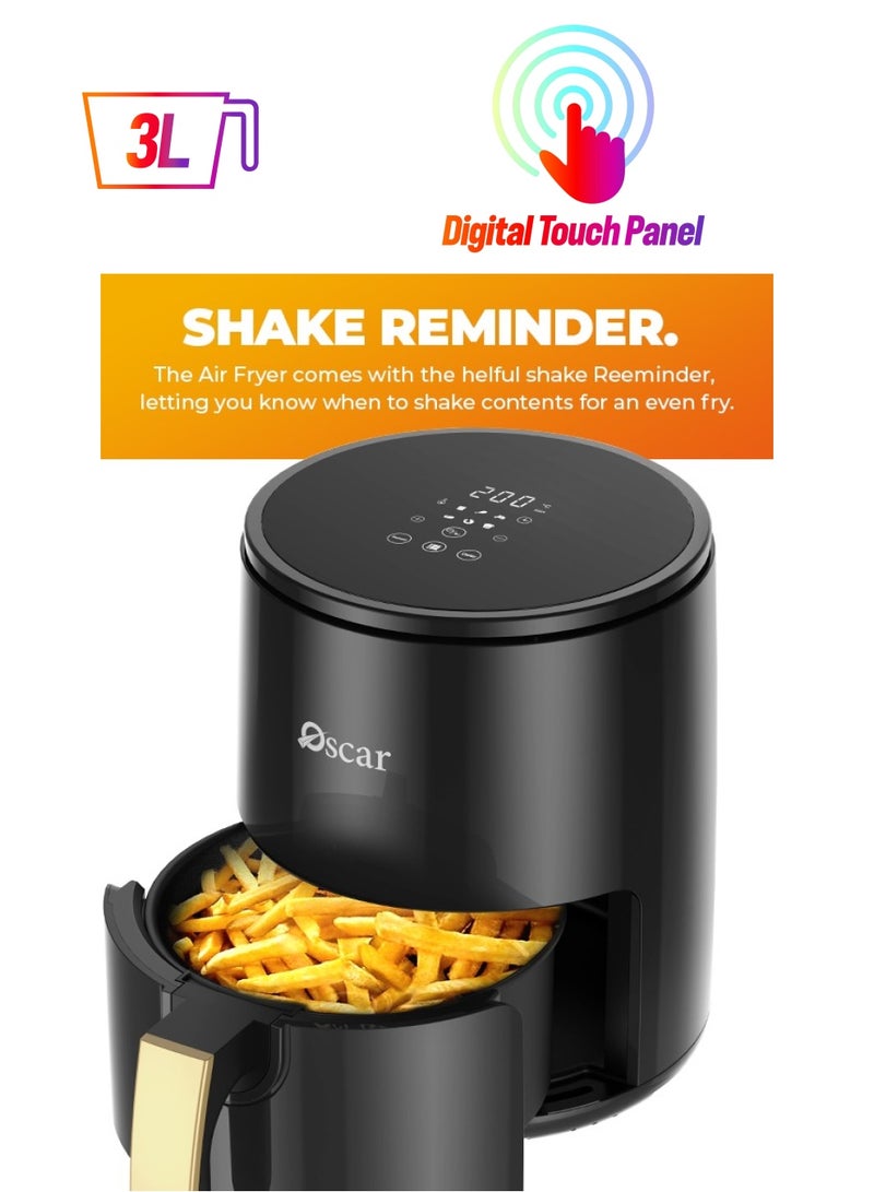 Oscar OAF3LDTB Digital Touch Air Fryer – 3L Capacity with Rapid Air Recycling Technology, Low-Oil Healthy Cooking, Multiple Modes, Non-Stick Basket, Overheat Protection, Compact Space-Saving Design - Image 1