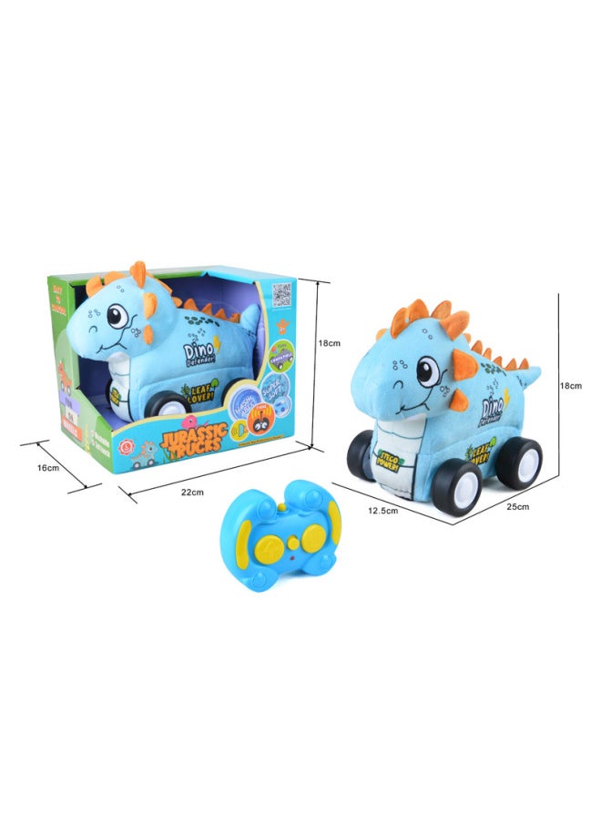 Generic 2.4G Plush Tyrannosaurus Rex Remote Control Car Cartoon Remote Control Dinosaur Car With Music Can Build Building Blocks-Colour:Triceratops  - Image 4