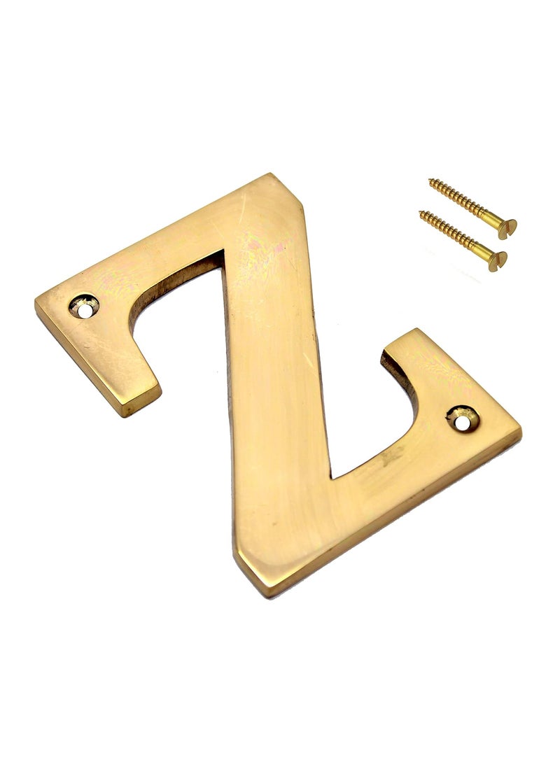 ESPLANADE eSplanade Brass House Hotel Door Name Alphabets Wall Door Plaque Alphabet Letter Golden 4 Inches Z Alphabet 4  - Image 2