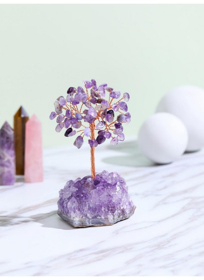Jovivi Jovivi Amethyst Crystal Tree, Natural Healing Crystals Money Tree Amethyst Cluster Base,Reiki Positive Energy Gemstones Bonsai Tree, Feng Shui Purple Room Office Desk Decor Spiritual Gifts  - Image 2