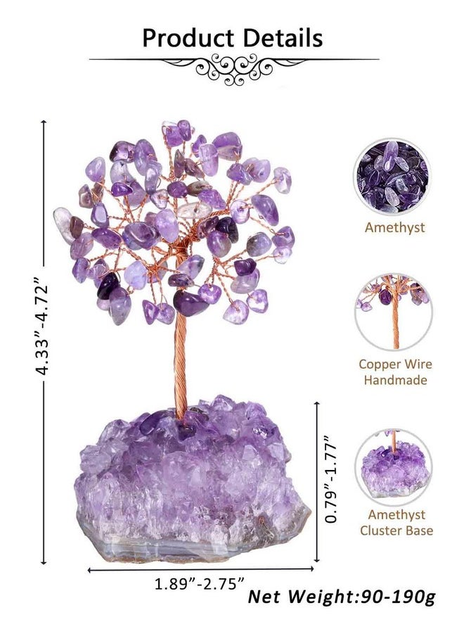Jovivi Jovivi Amethyst Crystal Tree, Natural Healing Crystals Money Tree Amethyst Cluster Base,Reiki Positive Energy Gemstones Bonsai Tree, Feng Shui Purple Room Office Desk Decor Spiritual Gifts  - Image 4