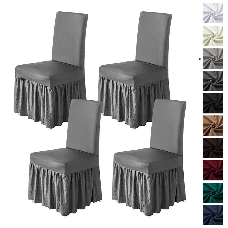 molasofa molasofa Chair Covers for Dining Room Set of 4 Stretch Chair Slipcovers with Skirt for Kitchen Seat Protectors Wedding Banquet Decor Kids Pets Spandex Fabric Washable 4pcs Light Grey