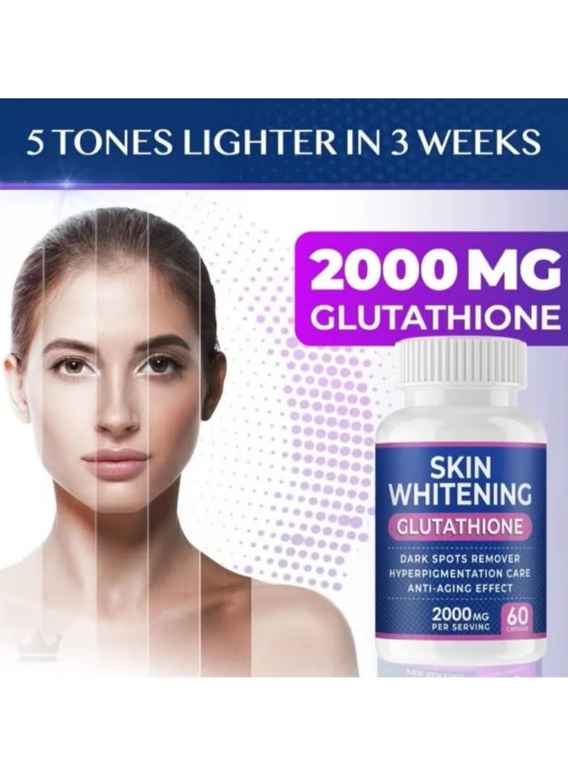 SKIN Glutathione Whitening Pills 90 Capsules 2000 Mg Effective Skin Lightening Supplement  - Image 2