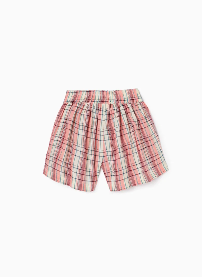 Zippy Plaid Cotton Shorts for Girls