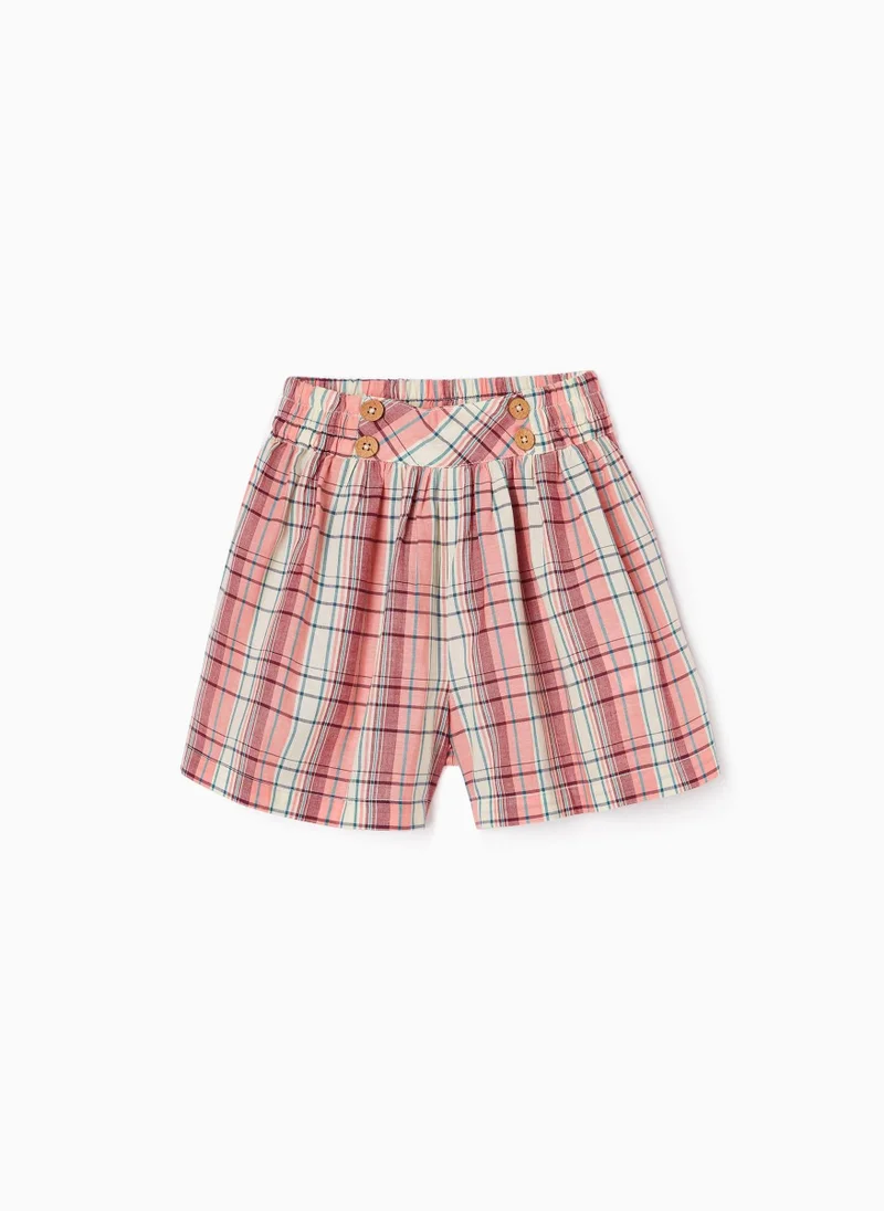 زيبي Plaid Cotton Shorts for Girls