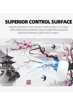 Rock Pow Cherry Blossom Mouse Pad (800*300*3mm) Extended Large Mouse Mat Desk Pad Stitched Edges Mousepad Non-Slip Rubber Base Gaming Mouse Pad Office & Home.  - Image 4