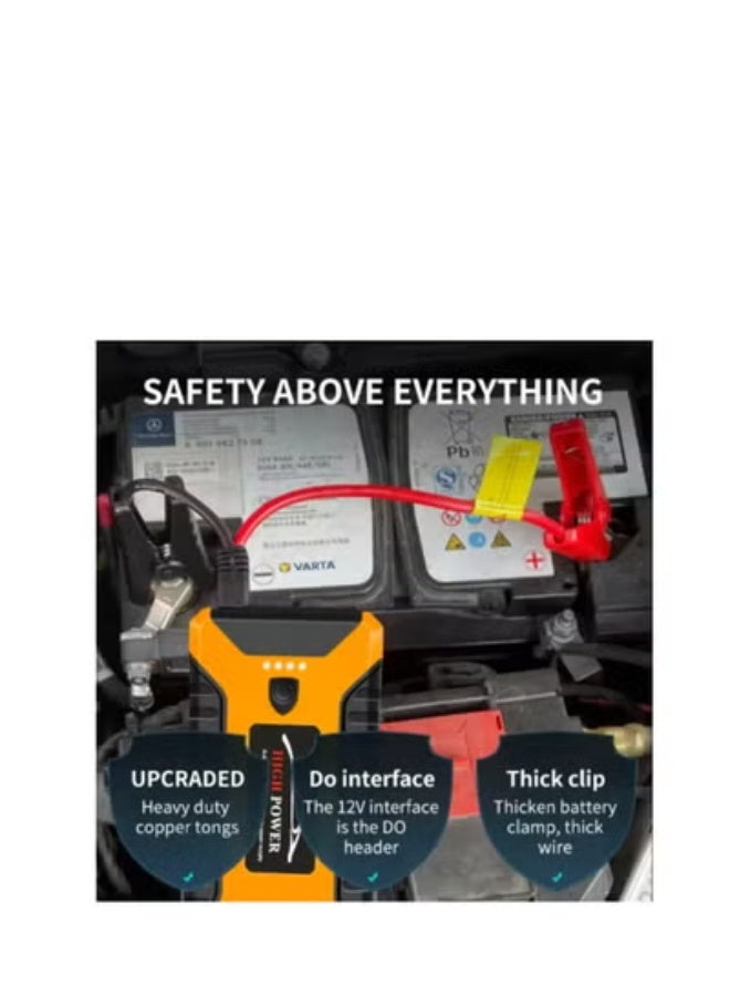 جولف لينك بطارية بادئ تشغيل السيارة بقدرة 99800 مللي أمبير في الساعة 600 أمبير، بطارية بادئ تشغيل مقاومة للماء محمولة مع USB/تيار مستمر 12 فولت/ضوء LED أصفر - Image 5