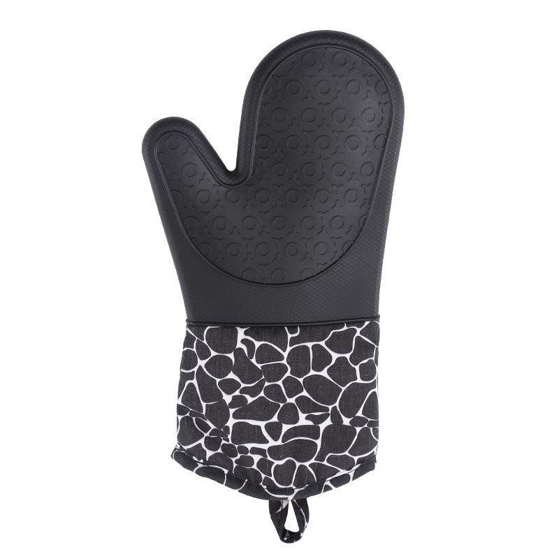 New Deer Pattern Silicone Oven Mitts Heat Resistant 112g black (yo pattern curved mouth) 