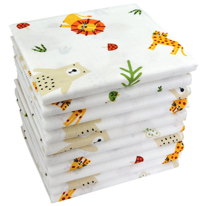 Miracle Muslin cloths with animal motifs 10-pack | Burp cloths baby | Cloth diapers 70x80 | Muslin diapers | Oeko-Tex (10 lions) - Image 2
