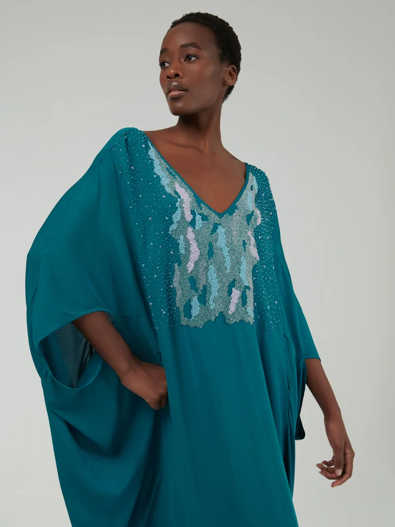 leem Embroidered Cocoon Kaftan