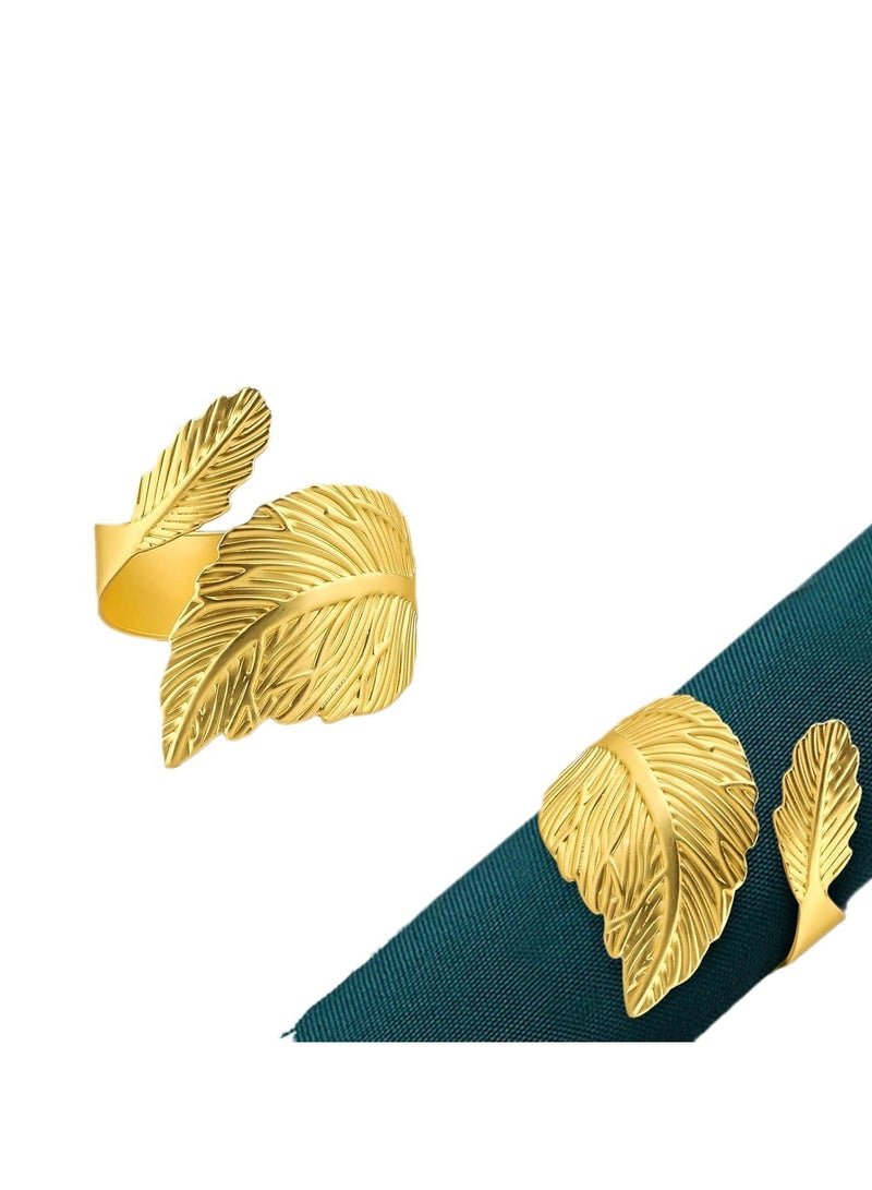 12 حلقة منديل من أوراق الذهب، فخامة طبيعية، لمسة نهائية لطاولة الطعام - Image 5