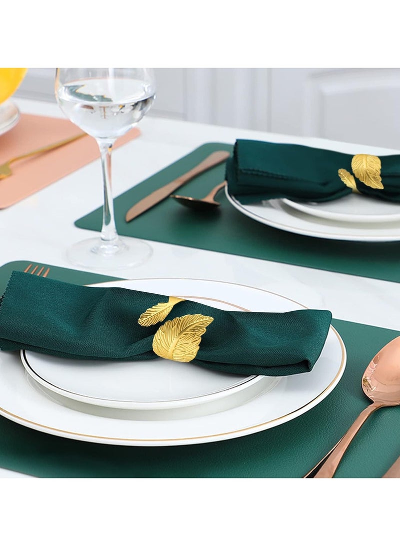 12 حلقة منديل من أوراق الذهب، فخامة طبيعية، لمسة نهائية لطاولة الطعام - Image 2