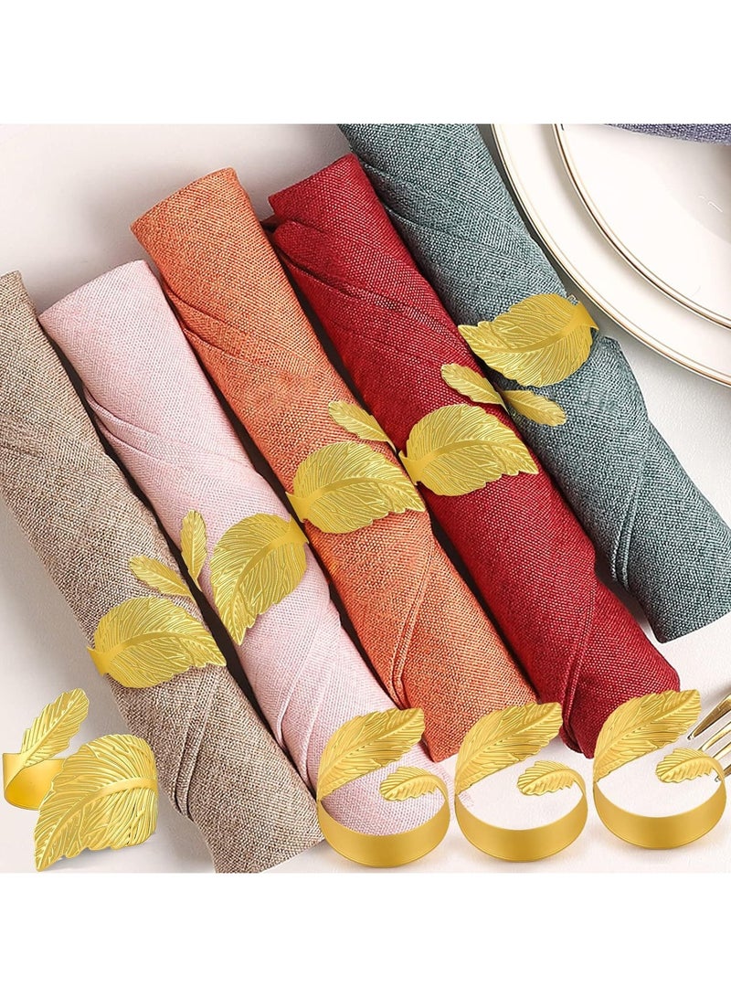 12 حلقة منديل من أوراق الذهب، فخامة طبيعية، لمسة نهائية لطاولة الطعام - Image 4