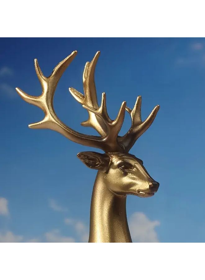 Gorgeous 2Pcs Black Gold Deer Figurines Elegant Standing Decor For Home Living Room - Image 2