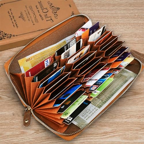 ABYS Genuine Leather RFID Protected 27 Card Slots Wallet for Men and Women (Tan) - Image 4