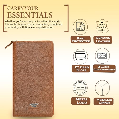 ABYS Genuine Leather RFID Protected 27 Card Slots Wallet for Men and Women (Tan) - Image 5