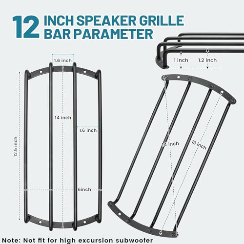NuIth 12 Inch Metal Subwoofer Grill, 4 bar 12 Inch Audio Loudspeaker Grill Cover Protector, 12 Inch Black Car Bar Grille Sub Grill Cover, 12 Inch 4 Bar Speaker Cover 2PCS - Image 2