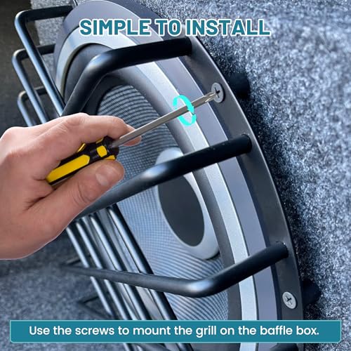 NuIth 12 Inch Metal Subwoofer Grill, 4 bar 12 Inch Audio Loudspeaker Grill Cover Protector, 12 Inch Black Car Bar Grille Sub Grill Cover, 12 Inch 4 Bar Speaker Cover 2PCS - Image 3