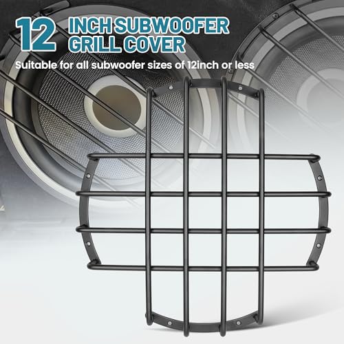 NuIth 12 Inch Metal Subwoofer Grill, 4 bar 12 Inch Audio Loudspeaker Grill Cover Protector, 12 Inch Black Car Bar Grille Sub Grill Cover, 12 Inch 4 Bar Speaker Cover 2PCS - Image 5
